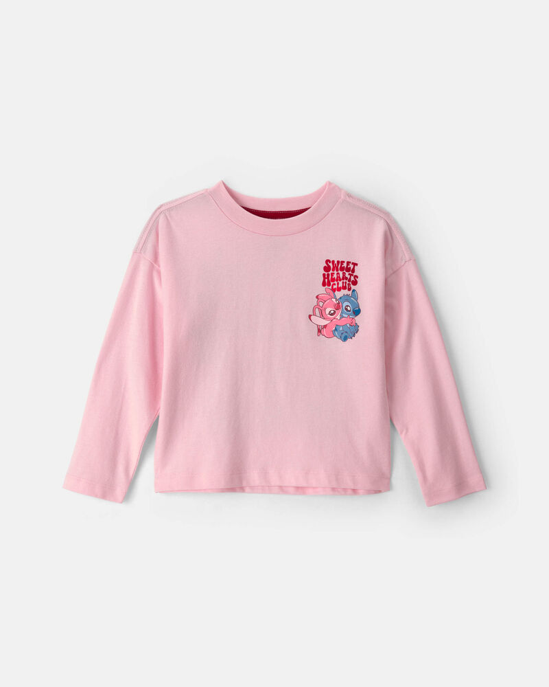 Toddler Girl 'Sweet Hearts Club' Disney&copy; Lilo & Stitch Valentine's Day Graphic Top - Pink, image 1 of 5 slides