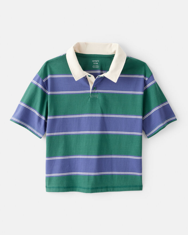 Boys Cotton Short-Sleeve Stripe Polo, image 1 of 4 slides