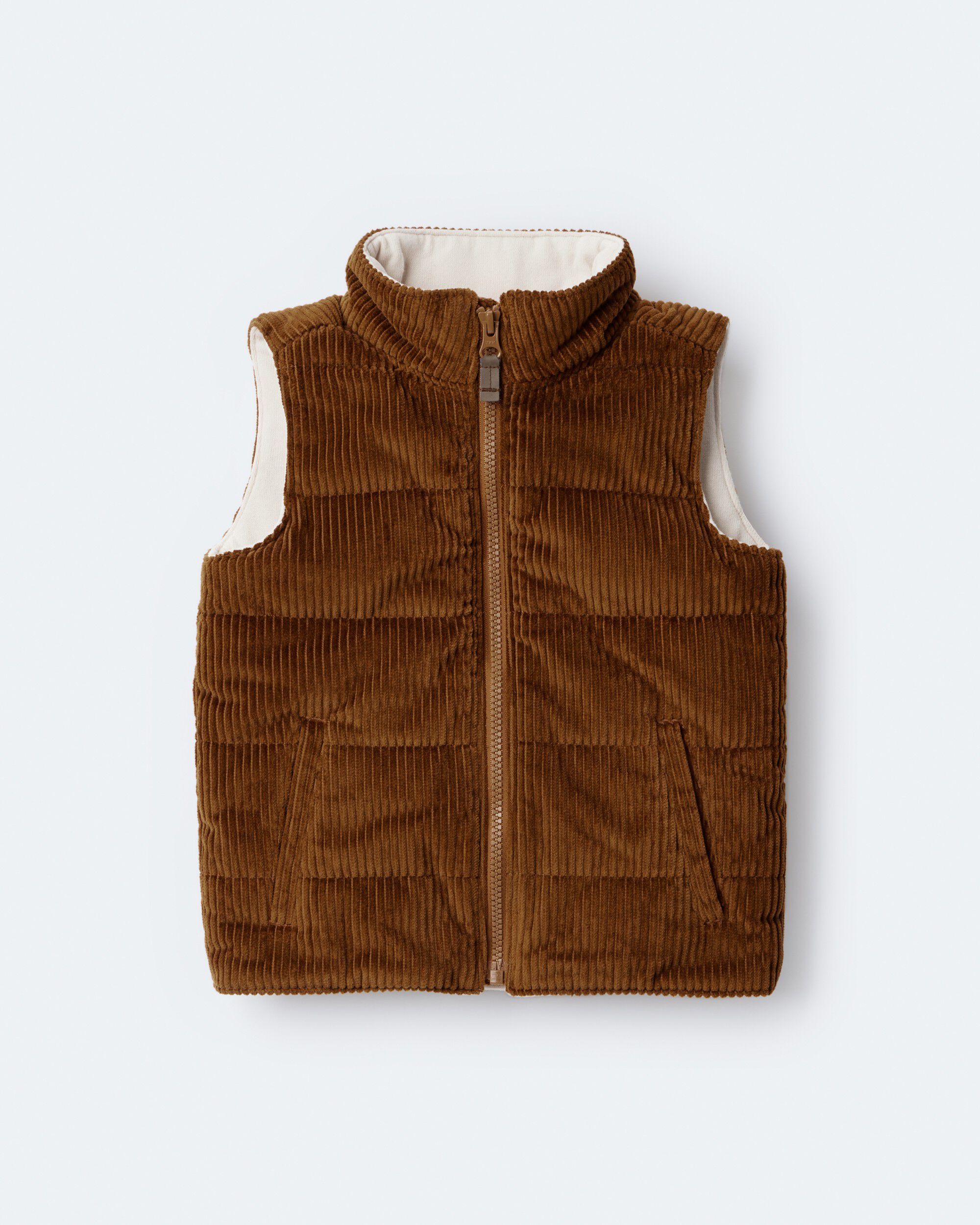 Toddler Zip-Up Corduroy Puffer Vest - Cinnamon | Carter's Oshkosh