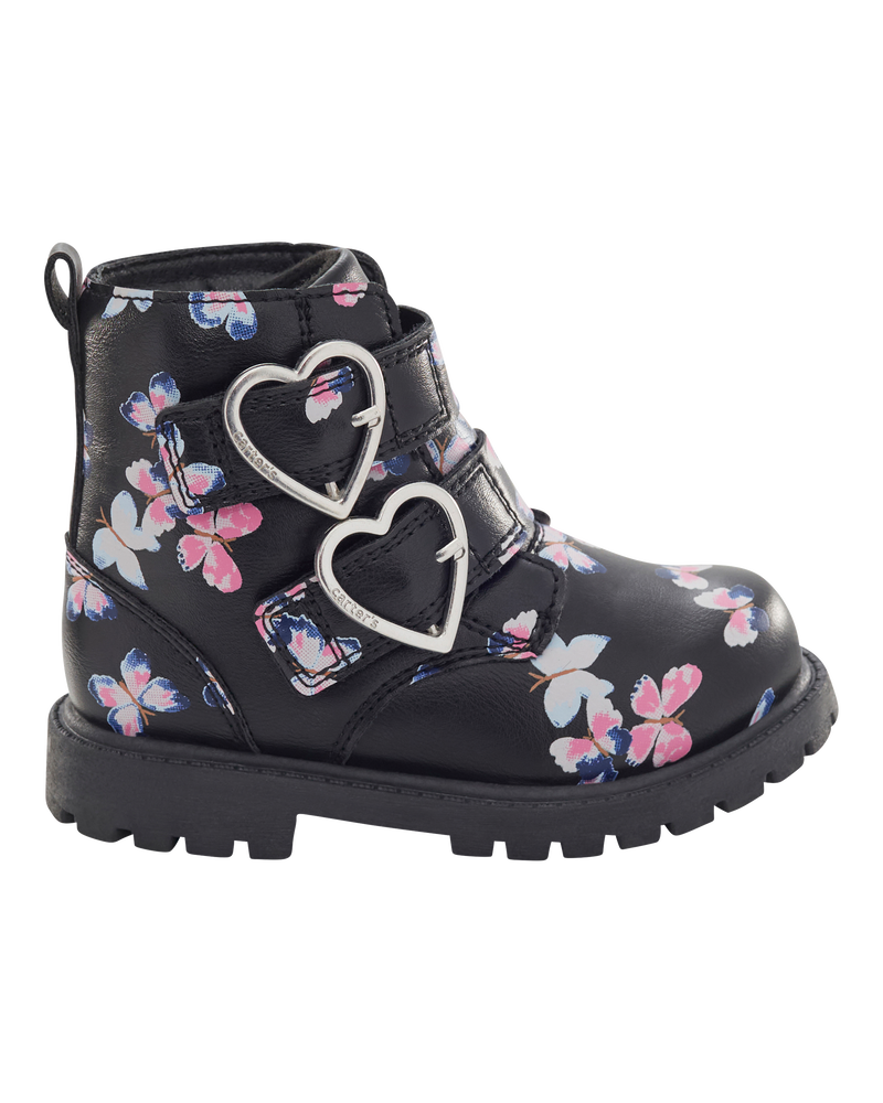 Enfant en bas &acirc;ge Bottes &agrave; boucles &agrave; motif de c&oelig;ur de papillon, image 2 sur 6 diapositives