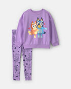 Toddler Girl 2-Piece Bluey&trade; Fleece Long-Sleeve Top & Pant Set - Purple, image 1 of 4 slides