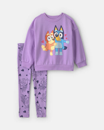 Toddler Girl 2-Piece Bluey&trade; Fleece Long-Sleeve Top & Pant Set - Purple, 