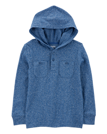 Kid Solid Cotton Blend Long-Sleeve Fashion Top - Blue, 