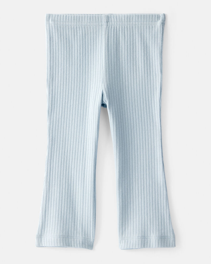Baby Girl Flare Pull-On Stretch Rib Leggings - Blue, image 2 of 4 slides