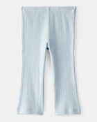 Baby Girl Flare Pull-On Stretch Rib Leggings - Blue, image 2 of 4 slides