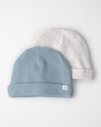 Baby 2-Pack Organic Cotton Rib Caps, 