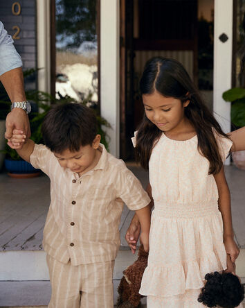 Girls Floral Smocked Dress - Pink, 