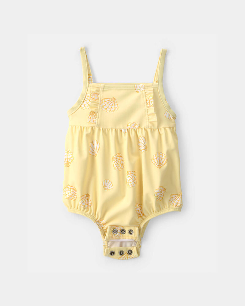Baby Girl 1-Piece Shell Swimsuit - Yellow, image 2 of 5 slides