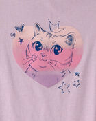 Girls Cat Heart Graphic Tee - Purple, image 2 of 3 slides