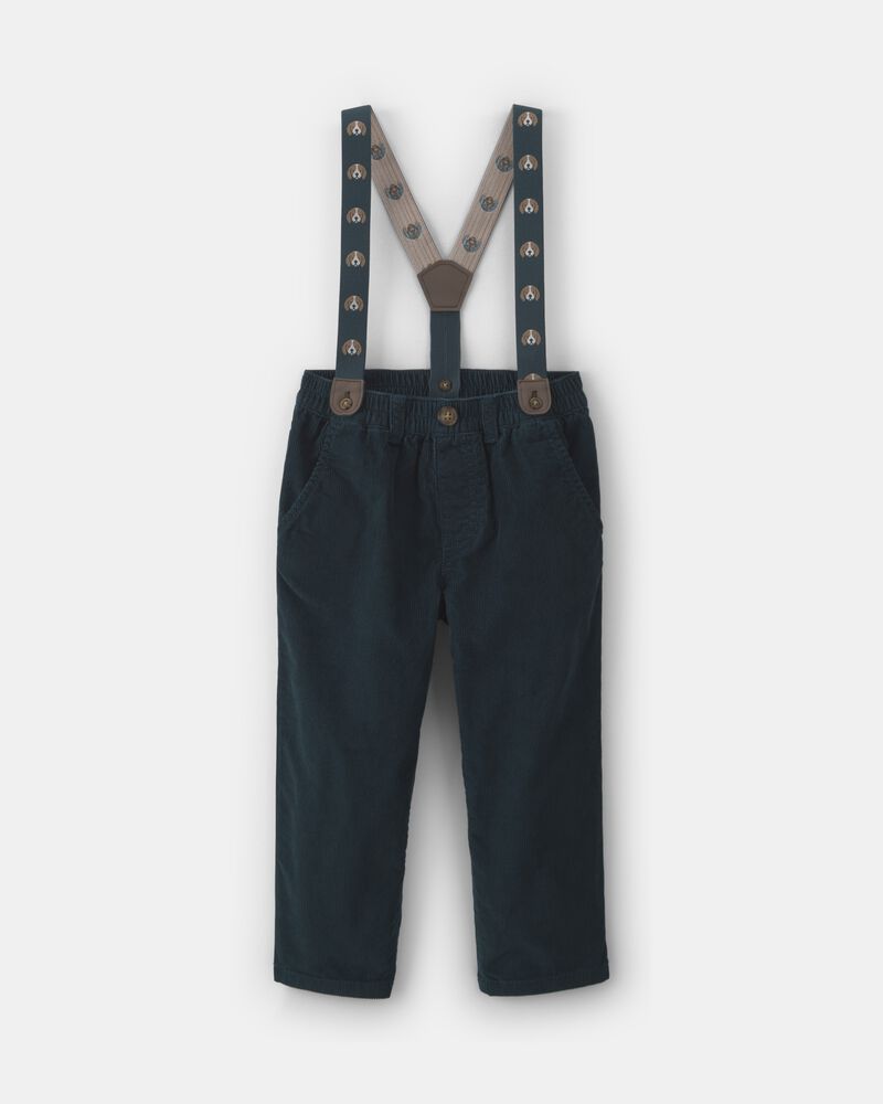 Pantalon en velours c&ocirc;tel&eacute; &agrave; bretelles pour tout-petit &ndash; Bleu marine, image 1 sur 5 diapositives
