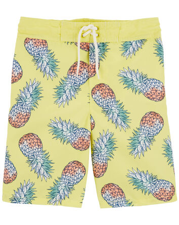Pineapple Print Swim Trunks, 