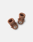 Baby Christmas Reindeer Booties - Brown, image 1 of 2 slides