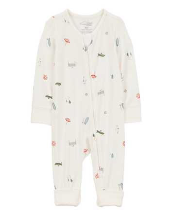Baby Girl Camp Print Zip-Up PurelySoft Sleeper, 