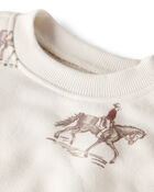 Kid French Terry Sweatshirt Made with Organic Cotton in Western Rodeo Print, image 2 of 4 slides