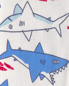 Baby Boy Shark Animal 100% Cotton Snug Fit 1-Piece pyjama - White, image 4 of 5 slides