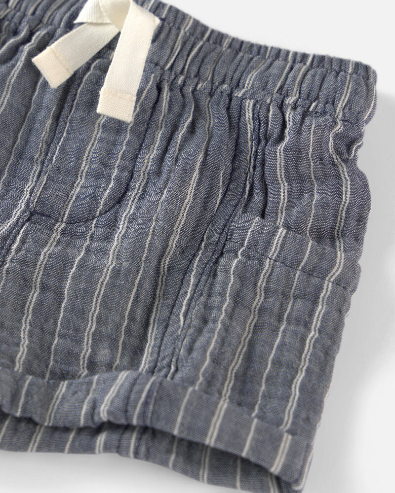 Baby Boy 2-Piece Organic Cotton Gauze Short Set in Cream, image 6 of 7 slides