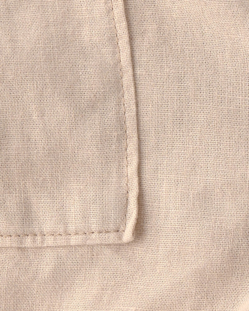 Baby Boy 2-Piece Solid Short-Sleeve Tee & Pant Set - Beige/White, image 5 of 6 slides