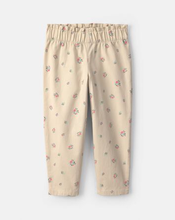 Toute-petit fille - Ensemble 2 pi&egrave;ces en serg&eacute; haut manches longues et pantalon &agrave; motif floral - Vert olive/Cr&egrave;me, 