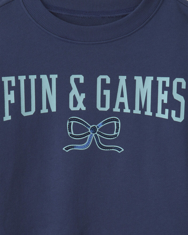 Girls 'Fun & Games 'Long-Sleeve Pullover Sweatshirt - Blue, image 2 of 3 slides