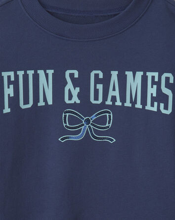 Girls 'Fun & Games 'Long-Sleeve Pullover Sweatshirt - Blue, 