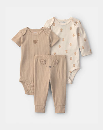 B&eacute;b&eacute; - Ensemble 3 pi&egrave;ces cache-couches et pantalon &agrave; motif outson &ndash; Brun/Ivoire, 