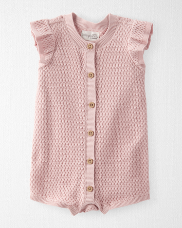 Baby Organic Cotton Crotchet Knit Romper, 