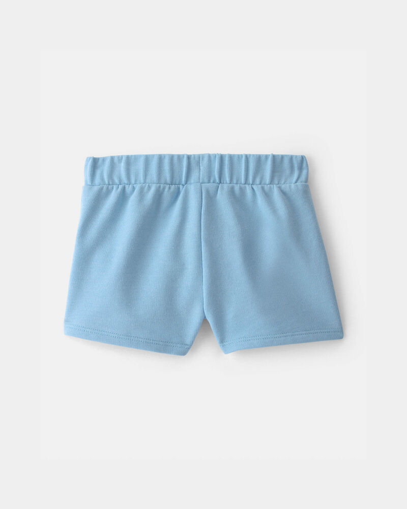 Baby Girl Tropical Flower French Terry Shorts - Blue, image 2 of 4 slides