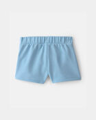 Baby Girl Tropical Flower French Terry Shorts - Blue, image 2 of 4 slides