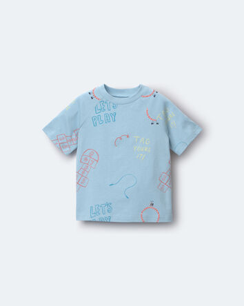 Toddler 'Let's Play' Raglan Relaxed Tee - Blue, 