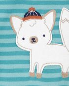 Toddler Boy 1-Piece Wolf Striped 100% Snug Fit Cotton Footie Pyjamas, image 2 of 4 slides