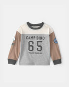 Toddler Boy 'Camp Dino' Long-Sleeve T-Shirt - Brown/Grey, image 1 of 5 slides