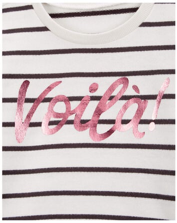 Toddler Striped French Terry Long-Sleeve Pullover - Black/White, 