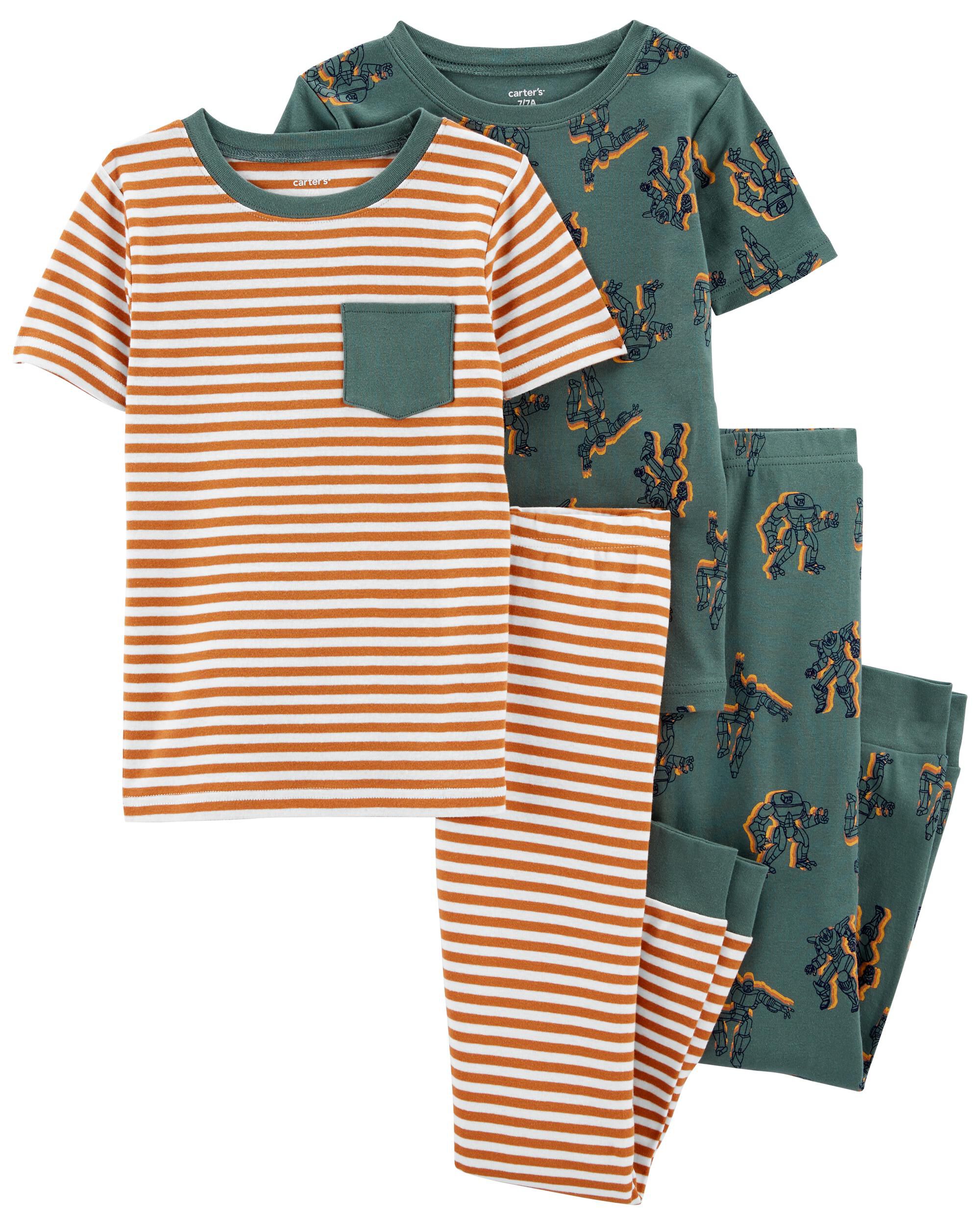 Kid 4 Piece Robots 100 Snug Fit Cotton Pyjamas