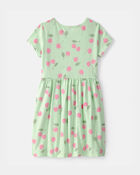 Girls Cherry Short-Sleeve Dress - Green, image 2 of 4 slides