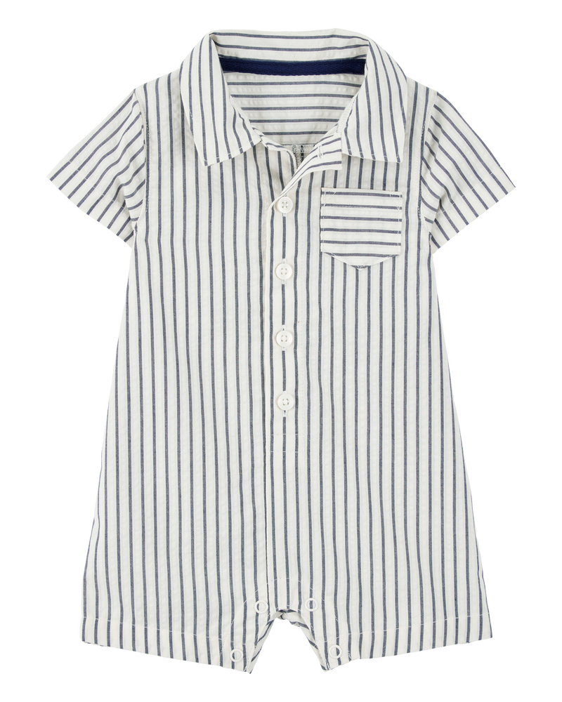 Baby Striped Polo Romper, image 1 of 3 slides