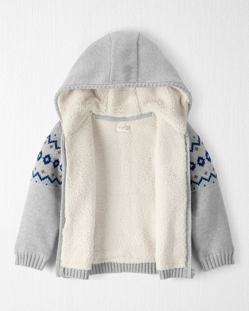 Toddler Boy Organic Cotton Fair Isle Sweater Knit Jacket, image 2 of 4 slides