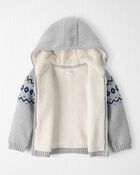 Toddler Boy Organic Cotton Fair Isle Sweater Knit Jacket, image 2 of 4 slides