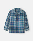 Boys Plaid Long-Sleeve Button-Down Shirt - Blue, image 1 of 3 slides