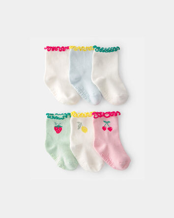 B&eacute;b&eacute; fille - 6 paires de chaussettes mi-mollet, fruits, 