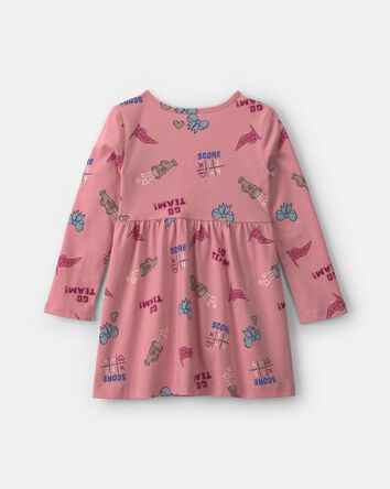 Toddler Girl School Spirit Long-Sleeve Dress - Pink, 
