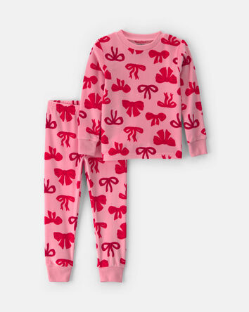 Toddler Girl 2-Piece Bows DreamPlush Snug Fit Pyjama Set - Pink, 