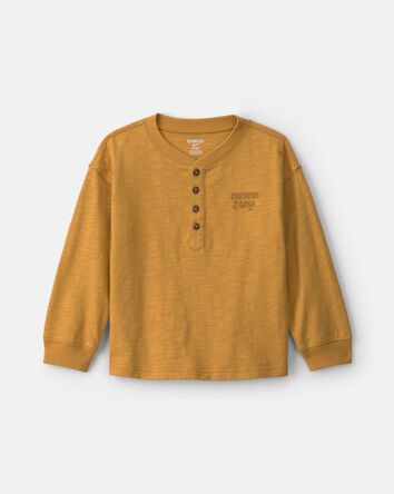 Long-Sleeve Henley T-Shirt - Yellow, 