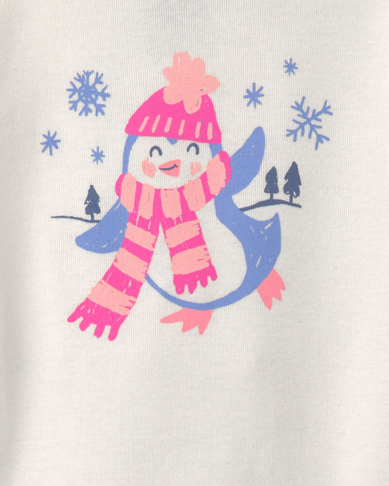 Toddler Girl Penguin Winter Cotton Snug Fit 4-Piece Pyjama Set - Purple/White, image 4 of 5 slides