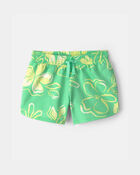 Filles - Short en jersey bouclette &agrave; motif floral - Vert, image 1 sur 3 diapositives