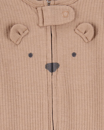 Baby Bear 2-Way Zip Ribbed Sleeper pyjamas, 