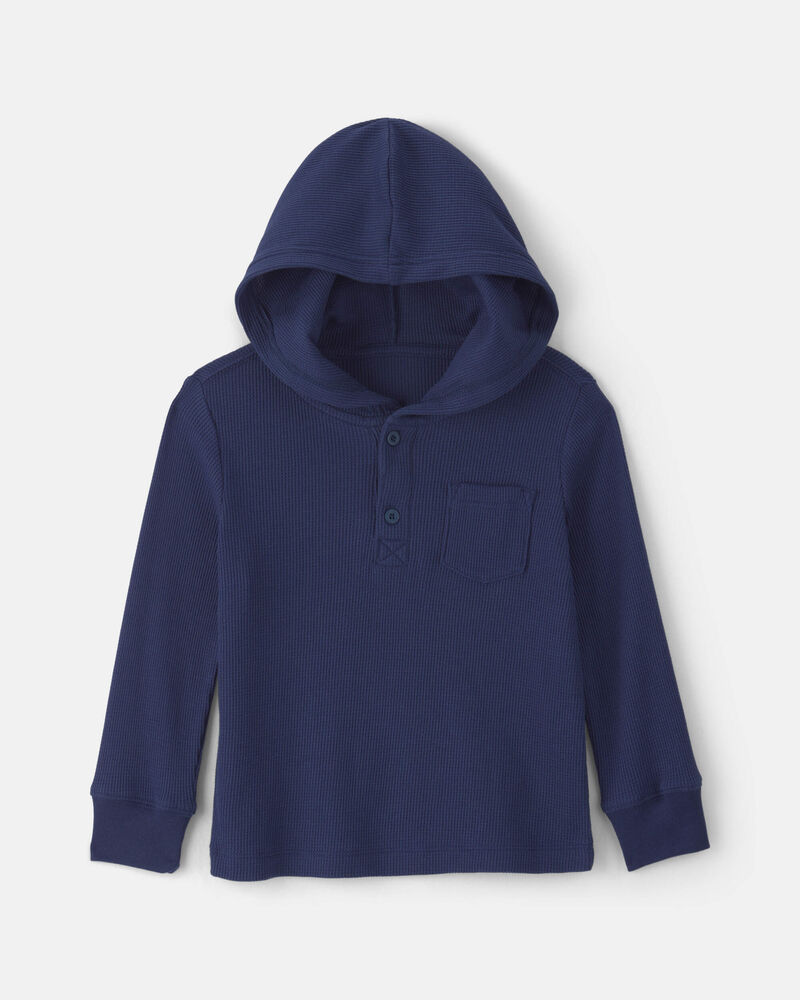 Toddler Boy Thermal Long-Sleeve Hoodie Top - Navy Blue, image 1 of 3 slides