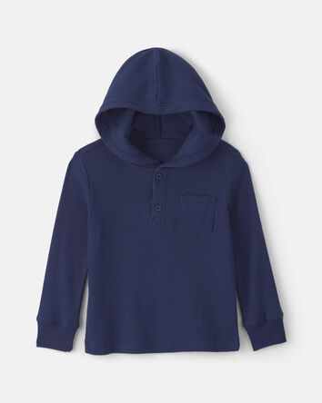 Toddler Boy Thermal Long-Sleeve Hoodie Top - Navy Blue, 