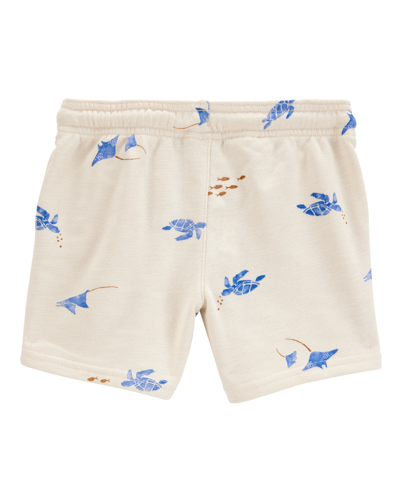 Toddler Sea Print Pull-On French Terry Shorts - Ivory, image 4 of 6 slides