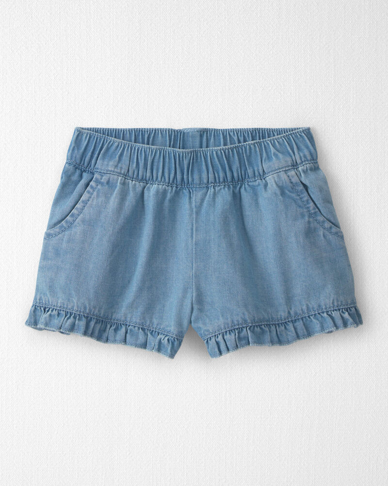 B&eacute;b&eacute; fille - Ensemble 2 pi&egrave;ces haut et short en chambray avec coton biologique &agrave; motif hibiscus - Bleu, image 2 sur 4 diapositives