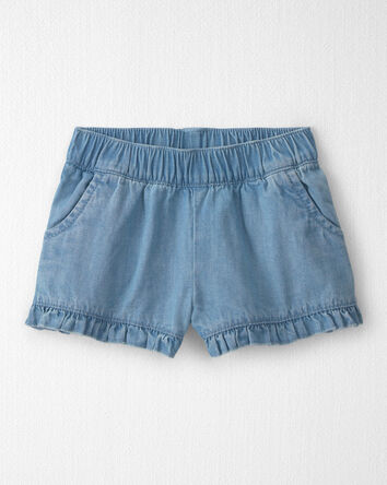 Baby Girl 2-Piece Chambray Top & Short Set Made with Organic Cotton in Blue Hibiscus, 